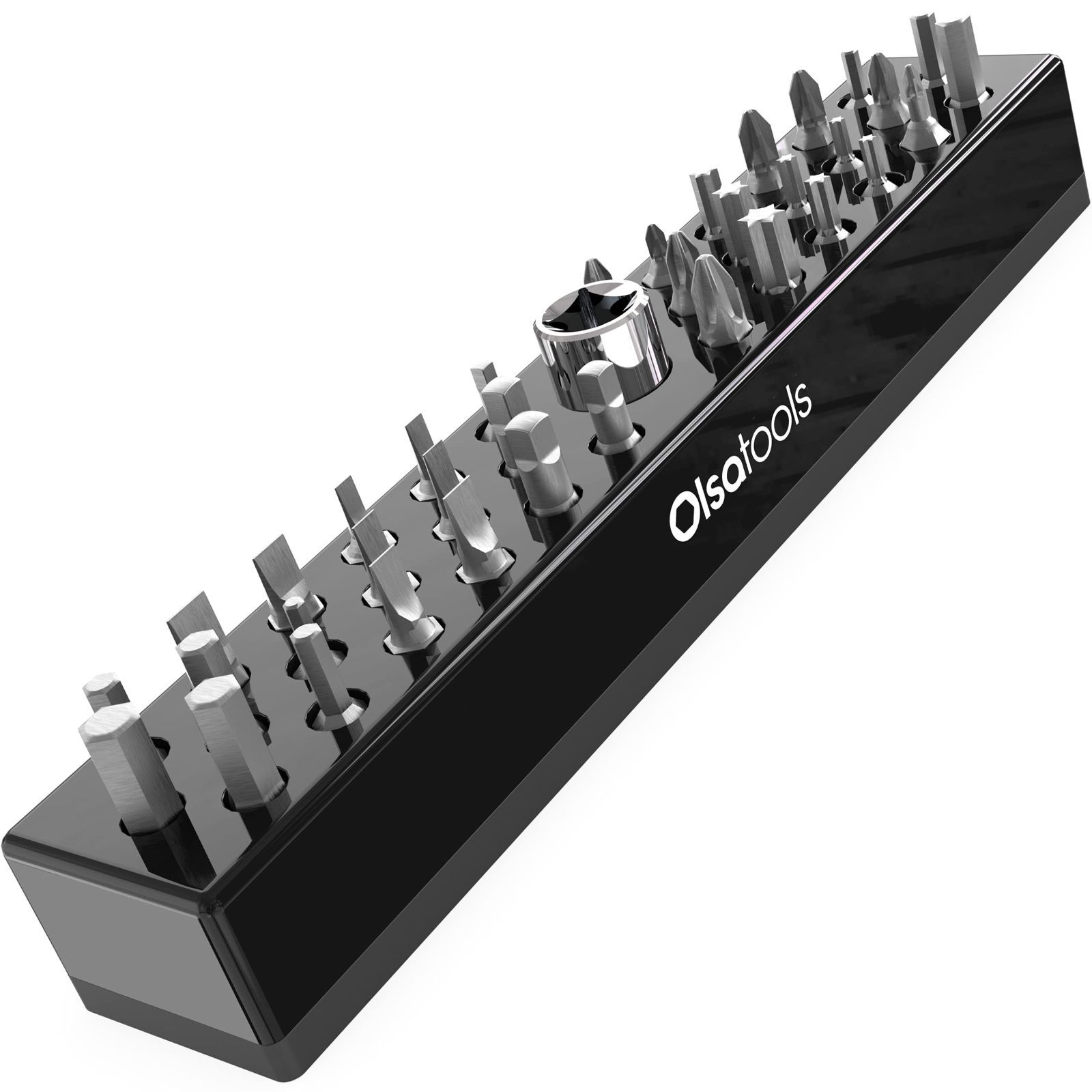Olsa Tools 磁気ビットホルダーとドリルビットオーガナイザー - プロ品質のインパクトビットホルダー あなたの専門 ドリルまたはタンパービット ブラック -パーツ 1334