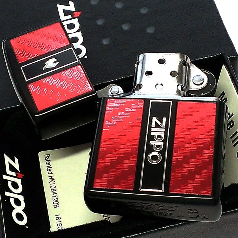 ZIPPO ライター レッドカーボン ロゴ フレーム 銀差し 珍しい ジッポー 彫刻 炎 マットブラック 銀 かっこいい 赤 お洒落 黒 ギフト  プレゼント メンズ - メルカリ