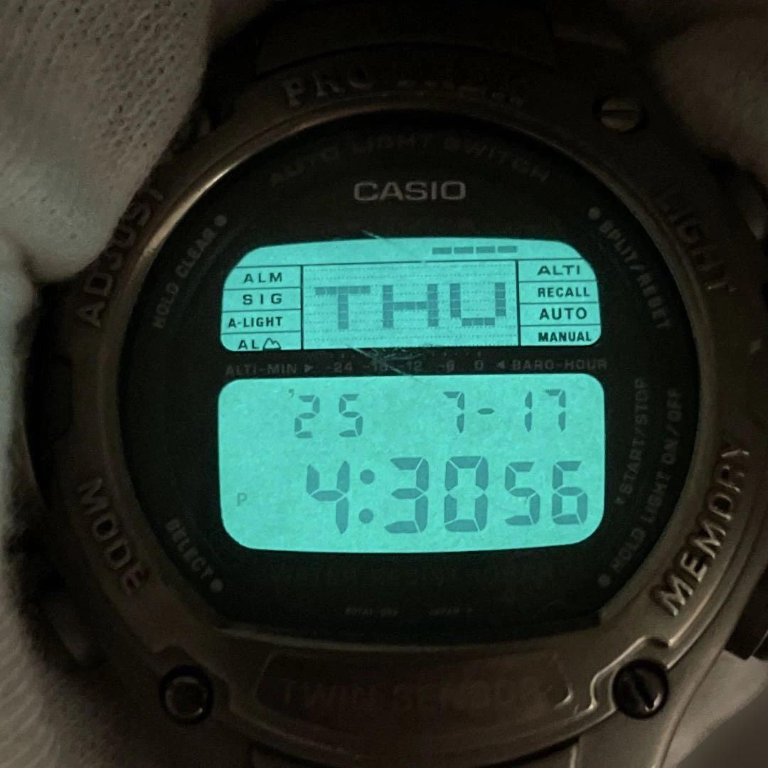 【美品】カシオプロトレックPRT-3000フルチタン&スクリューバック 動作OK】CASIO PRT-3000 チタン プロトレック ツインセンサー（気圧