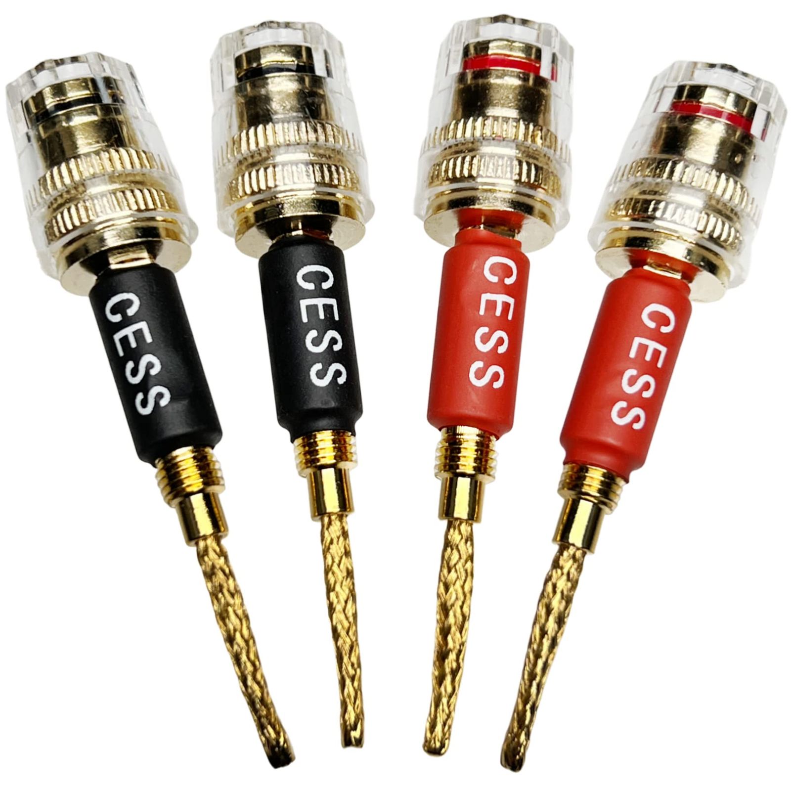 CNCESS CESS-220 ピンバナナプラグ 4mmメスバナナジャック/スピーカーワイヤー 4パック (編組タイプから4mm) [編組タイプから4mm。]