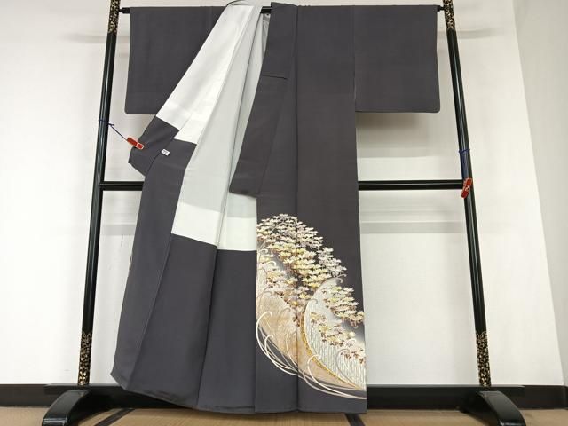 平和屋着物●世界的ファッションデザイナー 山本寛斎 kansaiブランド 色留袖 駒刺繍 菊 暈し染め 金彩 正絹 AABA0374zg