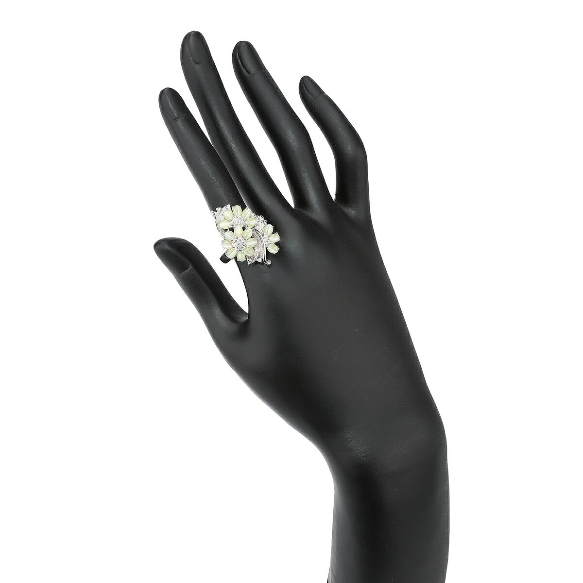 リング 指輪 キャッツアイ 4.37ct ダイヤモンド K18 16.5号 中古