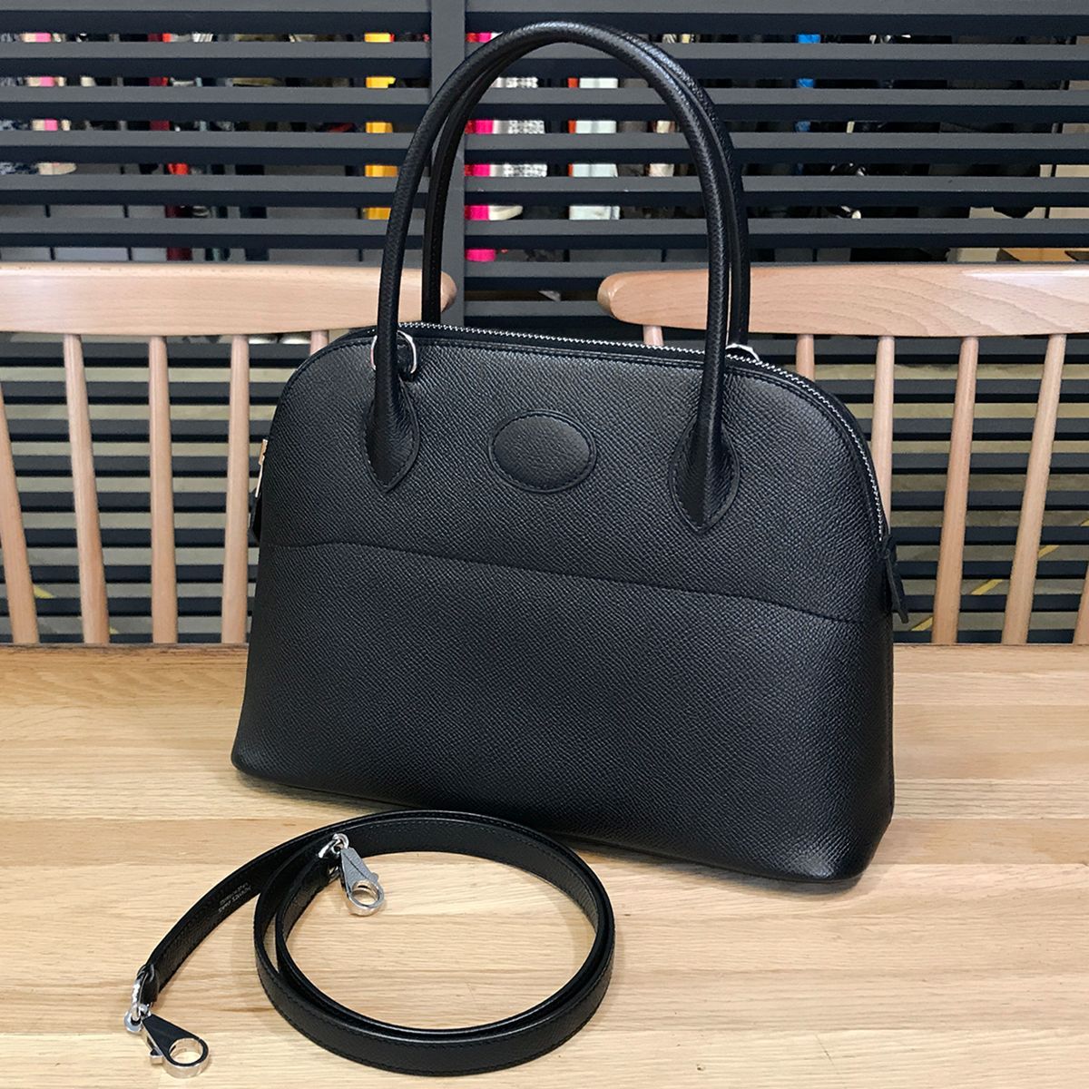 値下げ【美品】 エルメス ボリード27 エプソン ブラック シルバー金具 