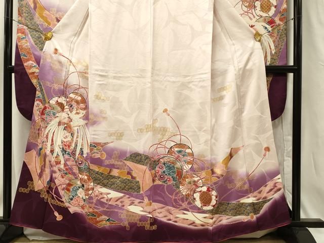 平和屋着物□豪華振袖 刺繍 鳳凰花文 暈し染め 金彩 正絹 逸品