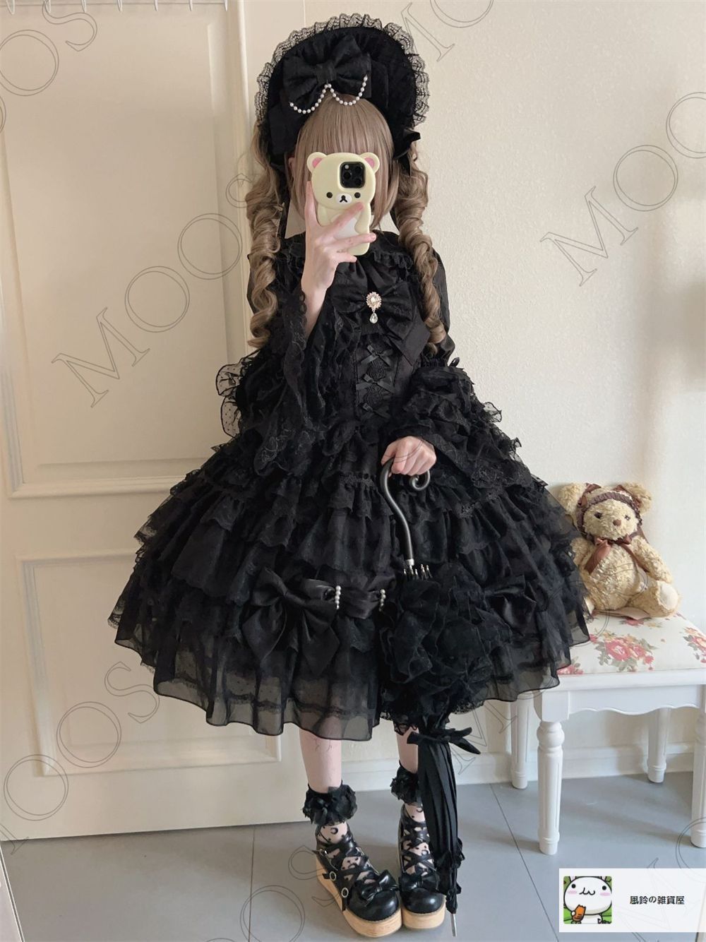 多層レース＆リボン装飾