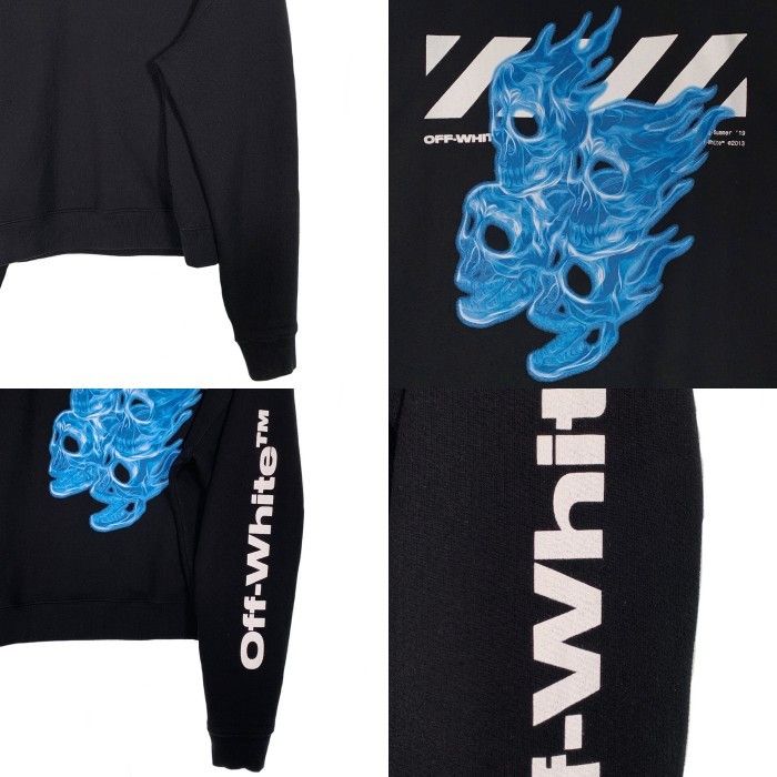 OFF-WHITE オフホワイト DIAG SKULLS OVER CREWNECK クルーネックスウェットトレーナー バックスカル ブラック OMBA035S19D25017 Size L OFF-WHITE オフホワイト DIAG SKULLS OVER CREWNECK クルーネック