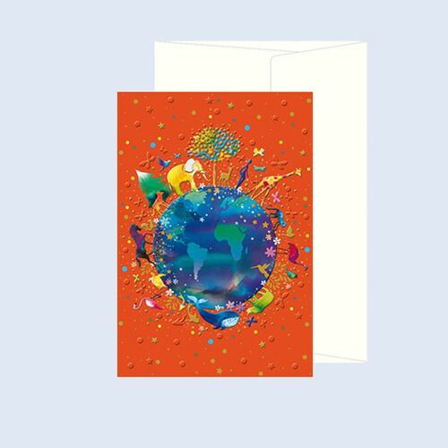 (まとめ）#チキュウグリーティングス ミニカード ミニカード カラーチャート 地球 AY180-44 【×50セット】
