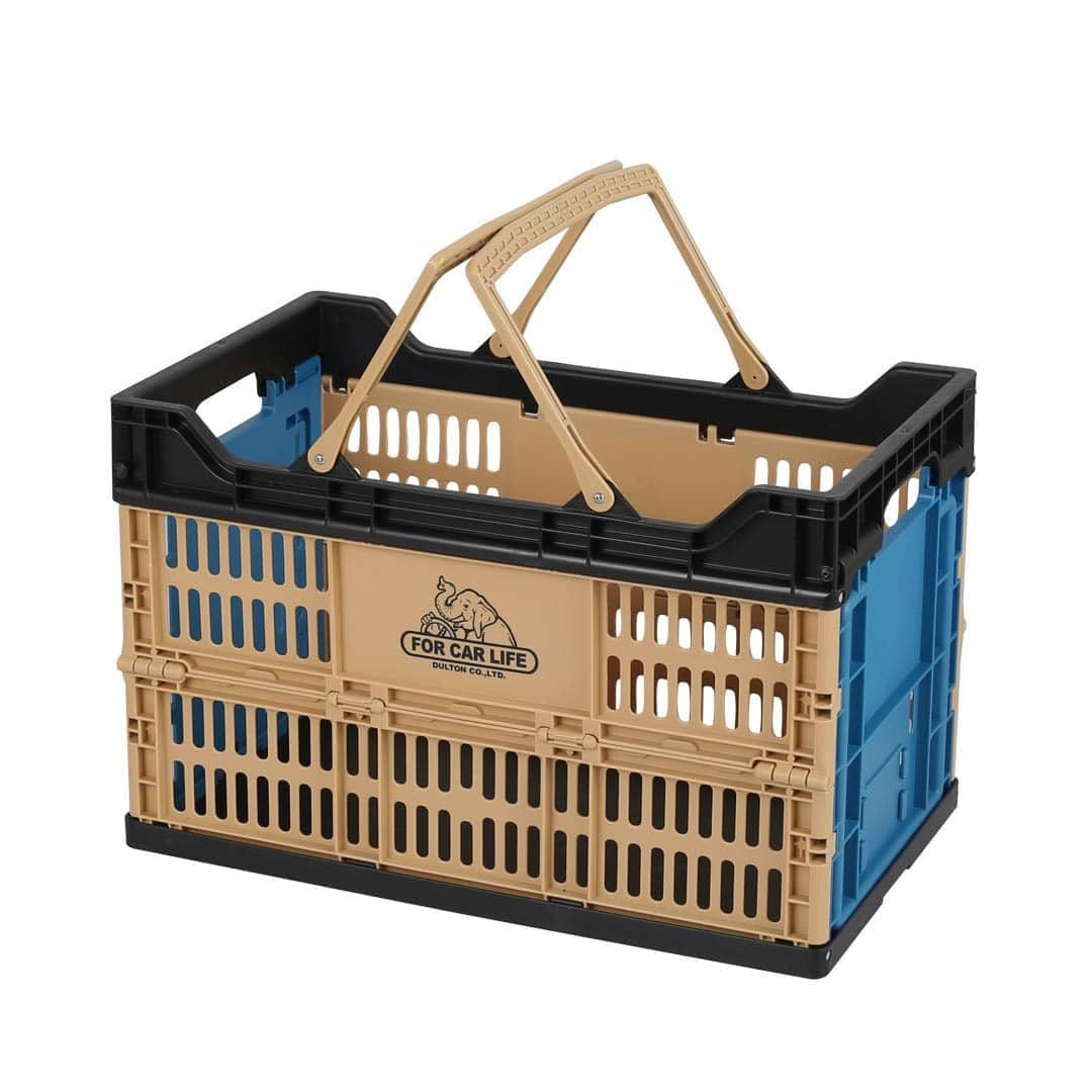 Color COYOTE|BLUE_Size 30L ダルトン Dulton フォールディング ショッピング バスケット 30L コヨーテ|ブルー ＂FOR CAR LIFE＂ バイ 折りたためる かご 持ち運び自由 軽量 高さ31cm 幅48cm 奥