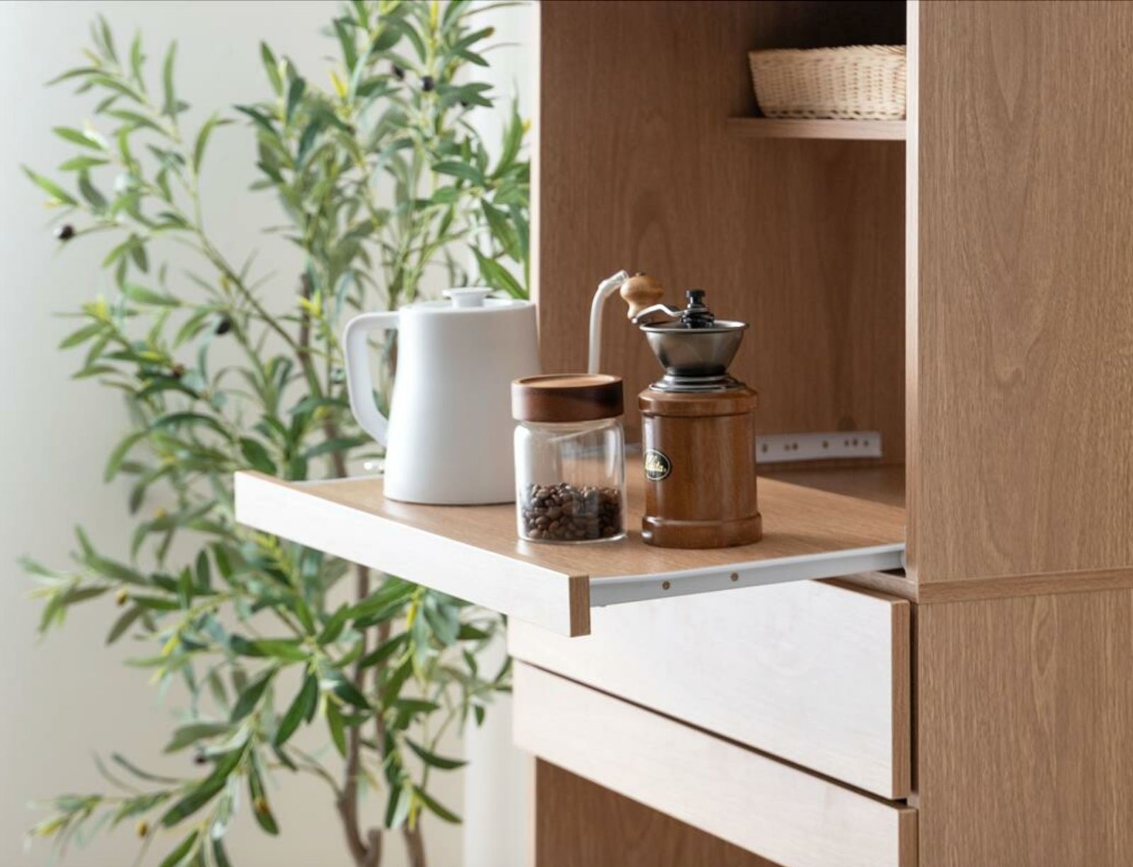 幅58cm】Keuken ゴミ箱収納付きレンジ台 ナチュラル 幅58cm】Keuken