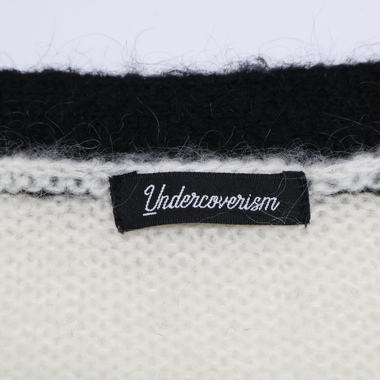 UNDERCOVER 21AW UI2A4902 ボーダー モヘアカーディガン UNDERCOVER アンダーカバー 21AW UI2A4902 ブラック×ホワイト