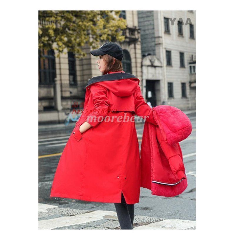 中綿コート 中綿 レディース ロング 中綿 ファー 防寒 フード付き 厚手 防風 秋 ミリタリーコート hax5a918489