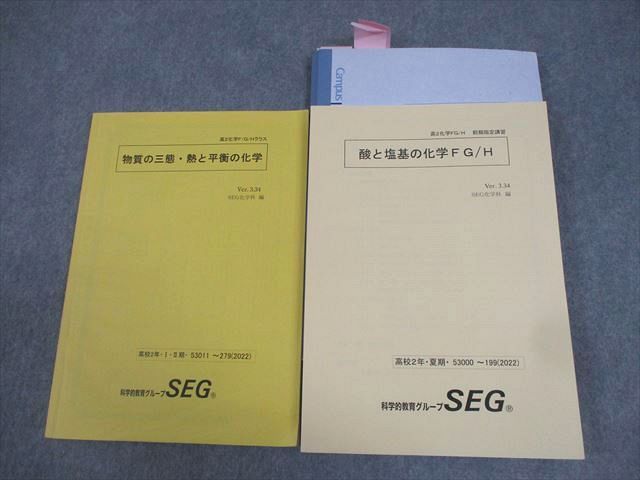 SEG (科学的教育グループ) 高2 化学F/G/Hクラス 物質の三態・熱と平衡の化学/酸と塩基の化学FG/H テキスト 2022 I・II期/夏期 計2冊 021S0D SEG (科学的教育グループ) 高2 化学F/G/Hクラス 物質の三態・熱