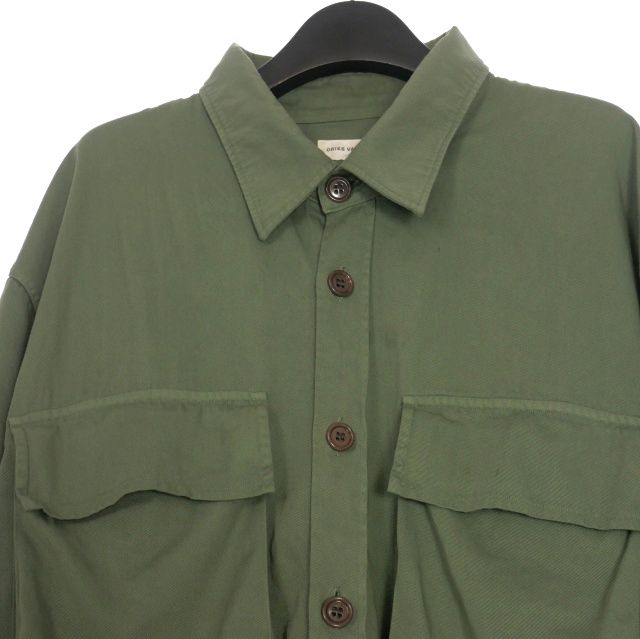 DRIES VAN NOTEN ドリスヴァンノッテン オーバーサイズ ミリタリー シャツ カーキ系 S【中古】 ドリスヴァンノッテン DRIES VAN NOTEN 22SS CROWSE 4286 M.W.SHIRT