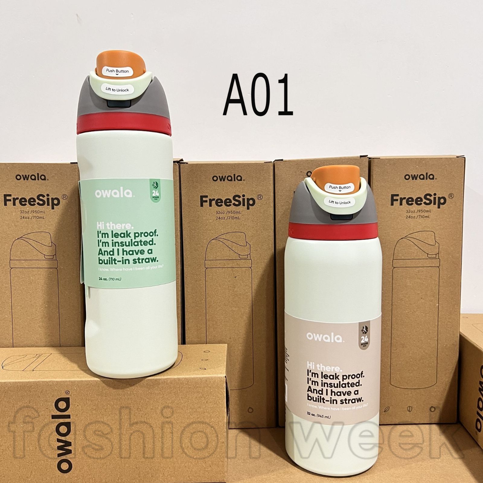 新品!未使用 owala 水筒 32oz/24oz 漏れ防止 断熱 ストロー内蔵