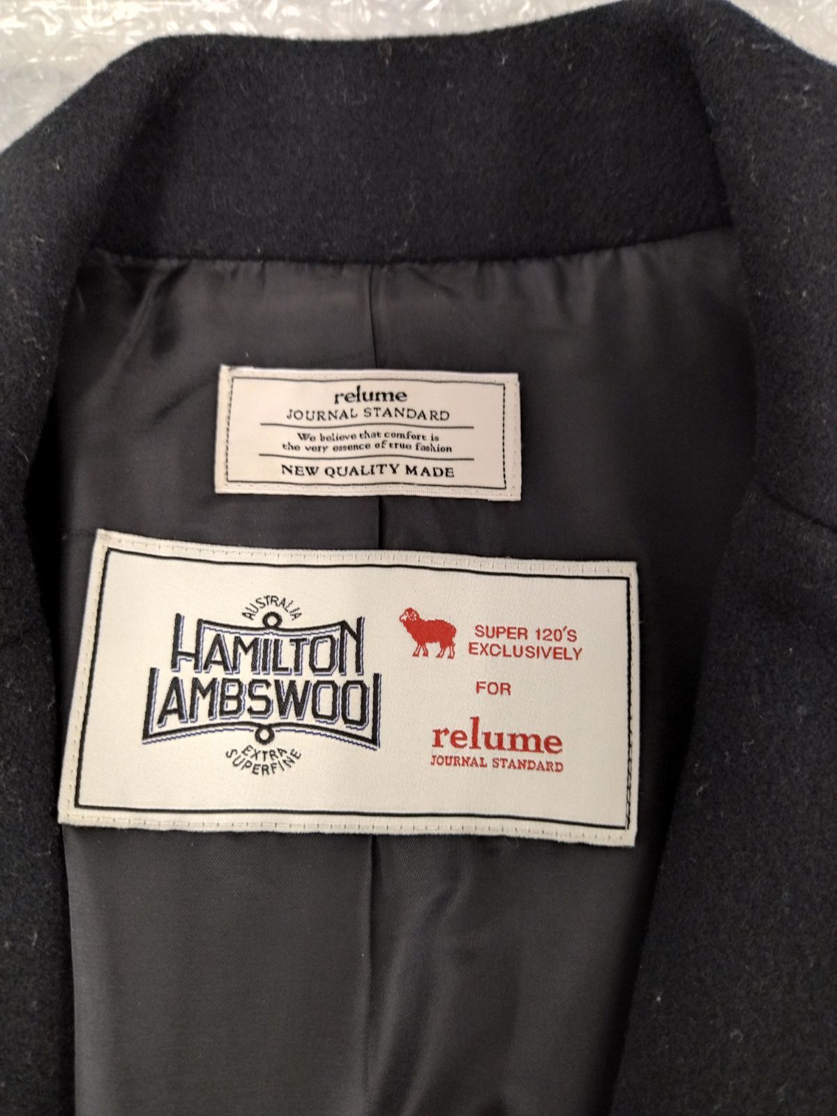 ジャーナルスタンダード relume 別注 チェスターコート ジャーナルスタンダードレリューム別注 LANAWOOL 140 チェスター