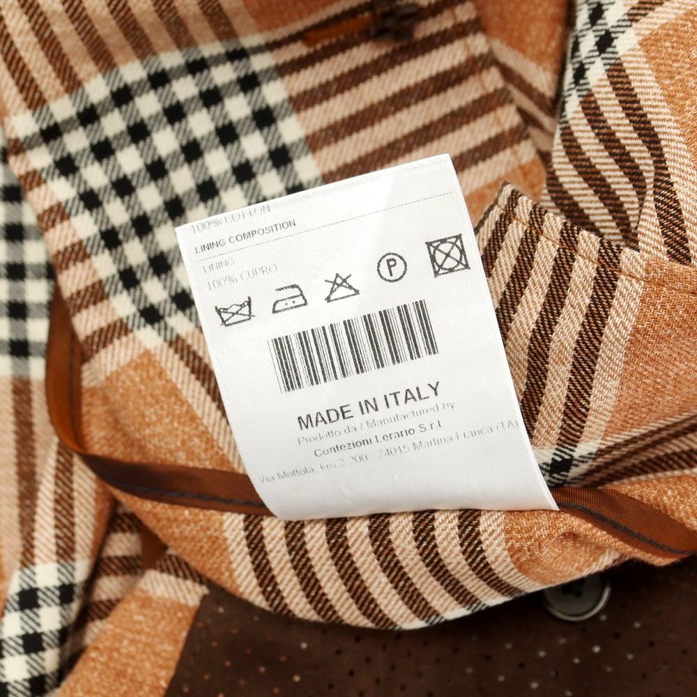 【】タリアトーレ TAGLIATORE コットン チェック テーラードジャケット オレンジブラウンxブラック【サイズ48】【メンズ】