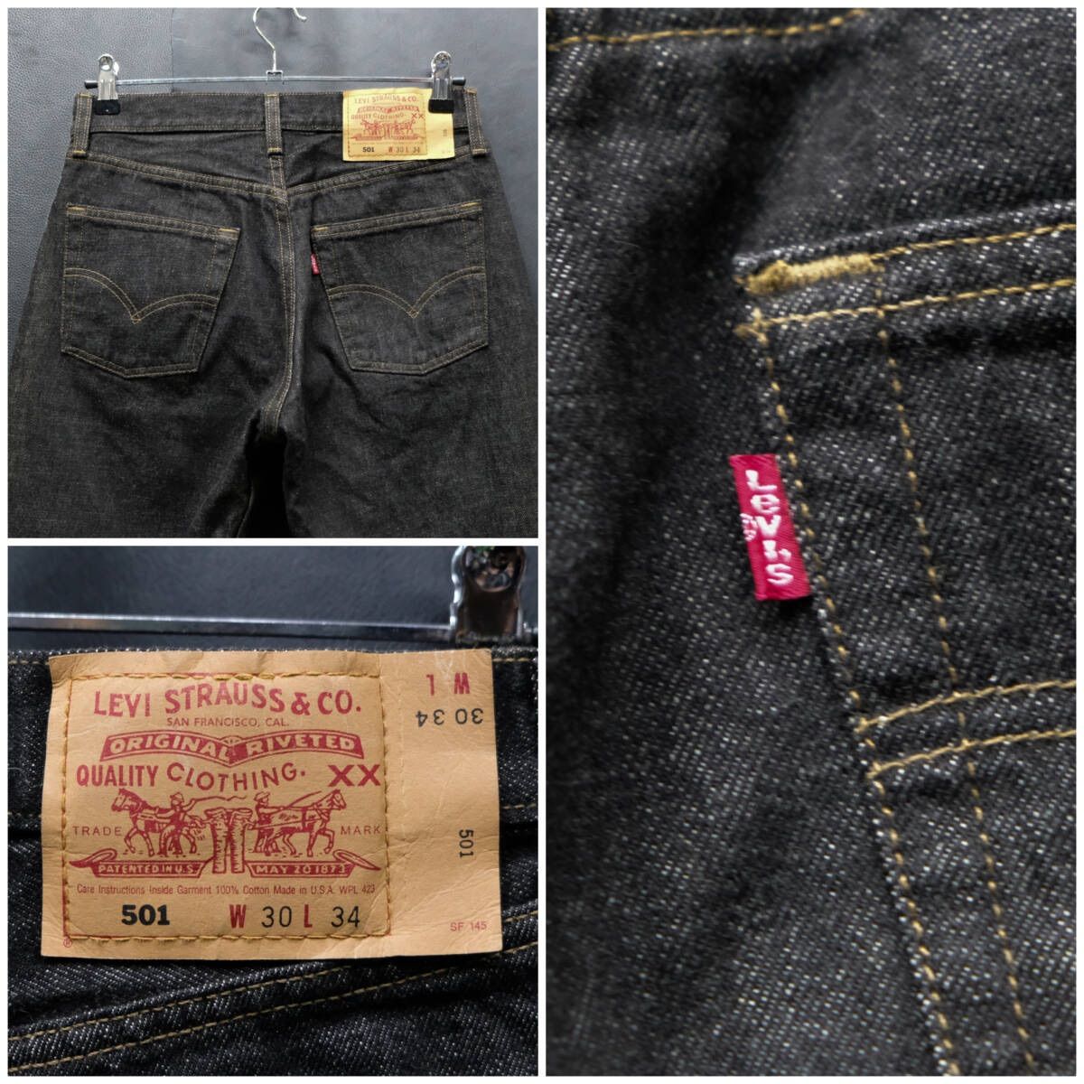 【00s】Levi's 501 最終USA製 Y2K 濃いめ W34 米国製 2000年製 Levi's 501 ブラックデニム 00s W30/約74cm 553
