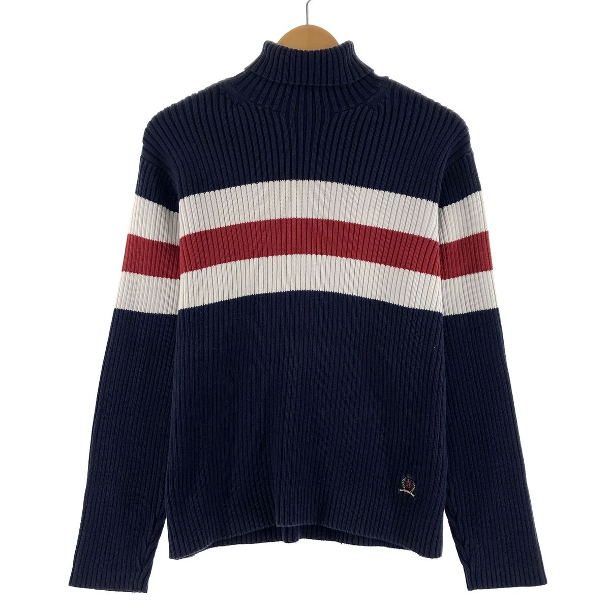 古着 トミーヒルフィガー TOMMY HILFIGER ライン入り タートルネック 