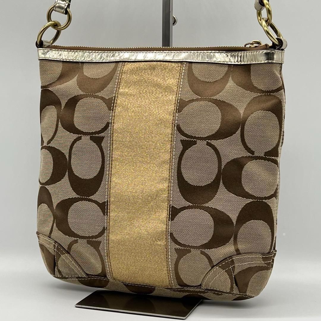 美品】COACH コーチ シグネチャー ストライプ ハンドバッグ