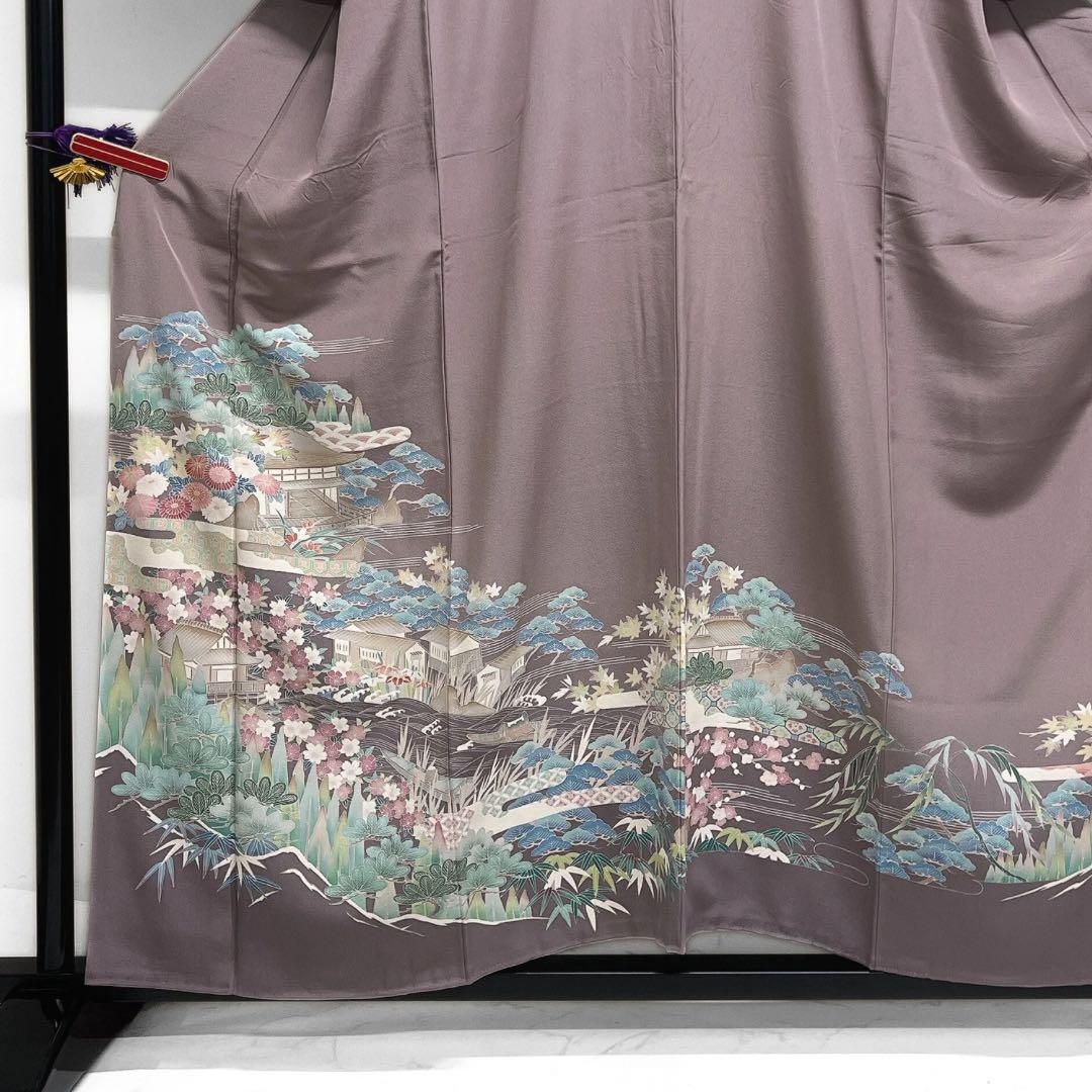 色留袖 茶屋辻 風景 菊花 松竹梅 ヱ霞 亀甲 蜀江紋 着物 084a d