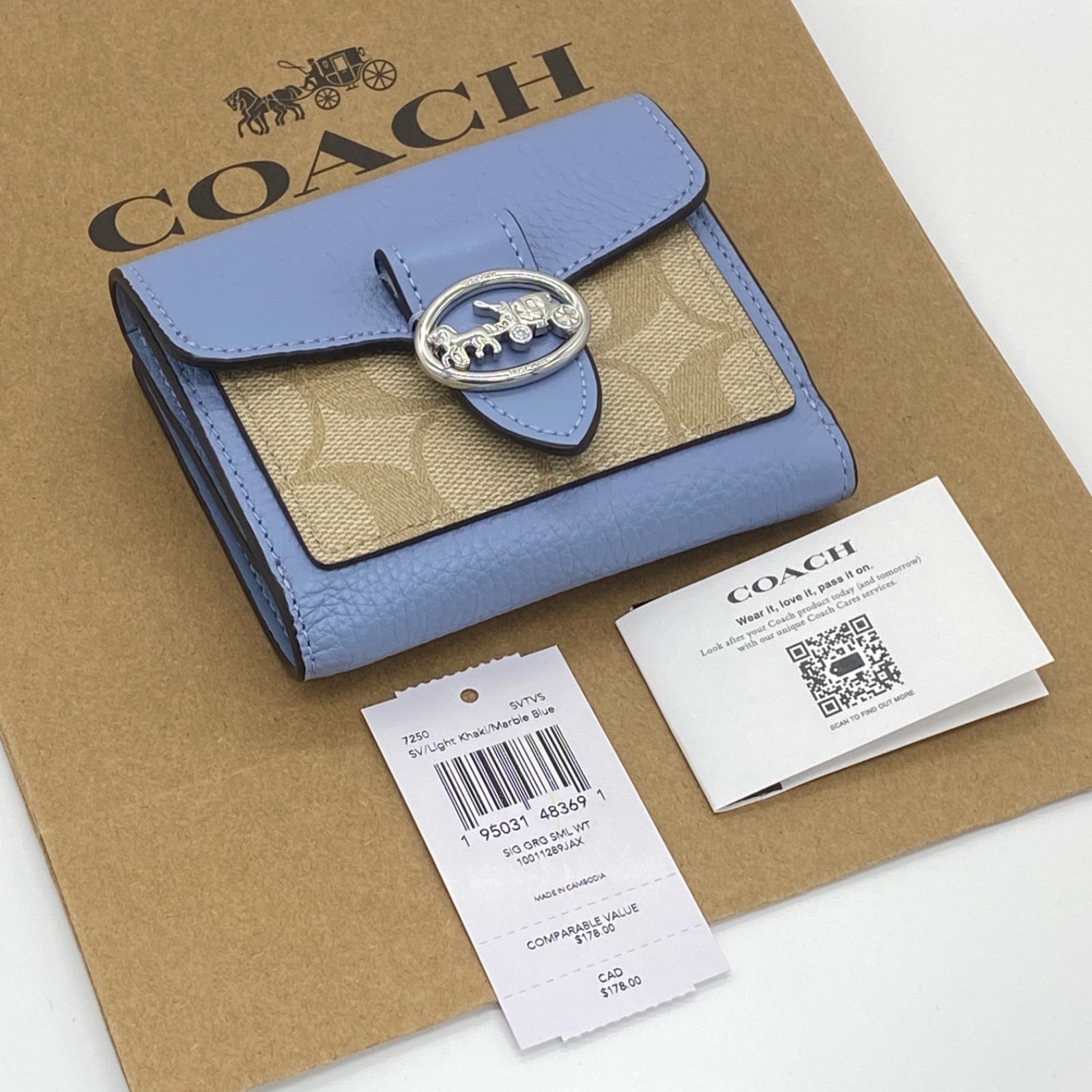 COACH コーチ 二つ折り財布ジョージー ウォレット ブルー シグネチャー