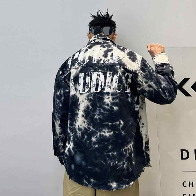 メンズ 服 シンプル ファッション オシャレ 大人 かっこいい 大きいサイズ ストリート 紳士服 フル プリント 秋 冬 デニムジャケット カジュアル トップス アメリカン