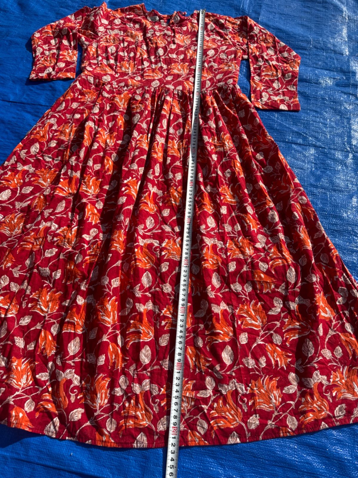 saruche♢ワンピース 花柄 インド saruche サルーチェ インド綿 ワンピース ブロックプリント 花柄