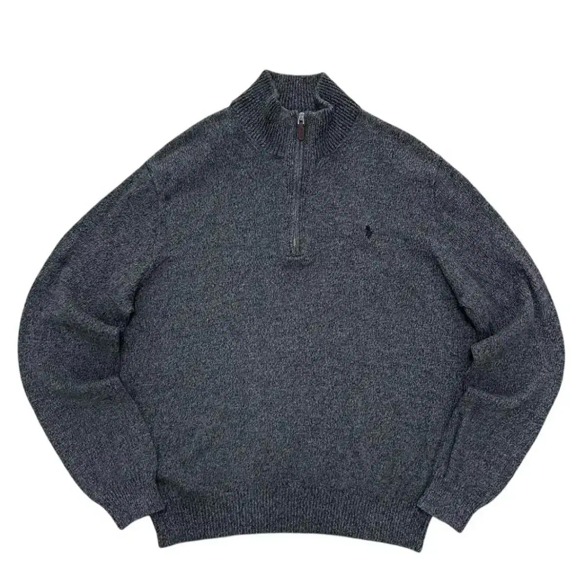 ポロ チャコールグレー ハーフジップアップ セーター ( XL ）