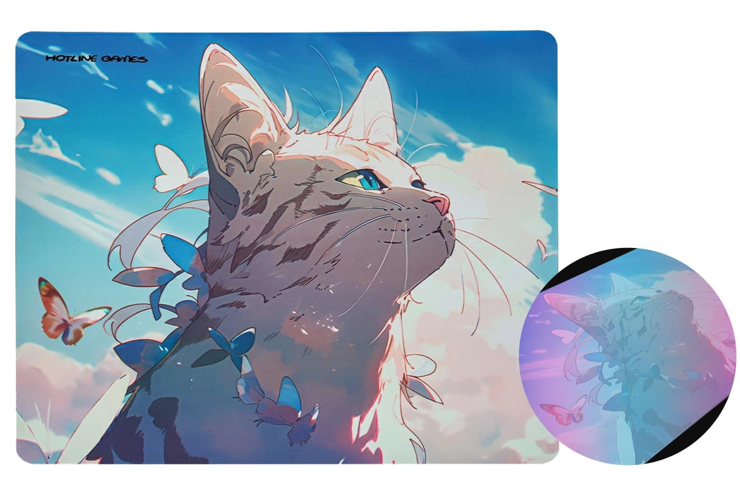数量限定 Hotline Games 流光 ゲーミングマウスパッド カラーアイス ガラス繊維 マウスパッド 防水 低摩擦 超高速滑り 猫 [ 450mm x 400mm x 3mm ] 国内正規品