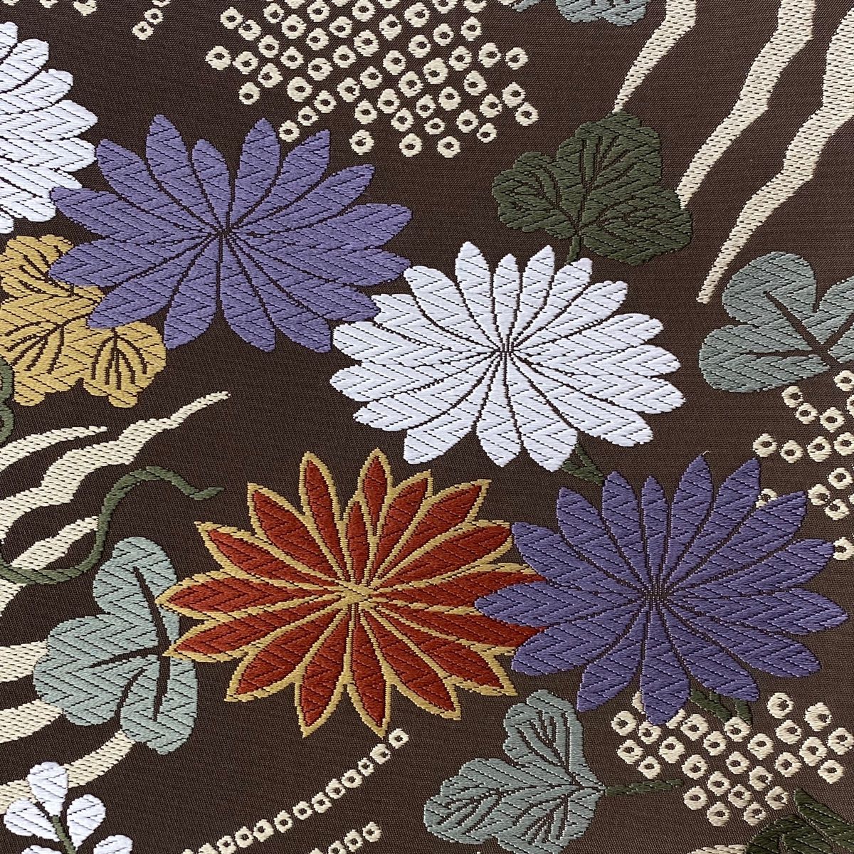 美品】 袋帯 秀品 流水菊葵文様 唐織 茶色 六通 正絹 【中古】 - メルカリ
