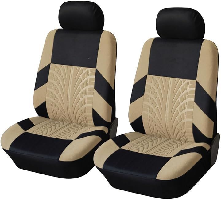 KeiSquare シートカバー 車 カー 用品 汎用 運転席 助手席 2枚セット アクセサリー 座席 自動車 伸縮 フロント(Beige)