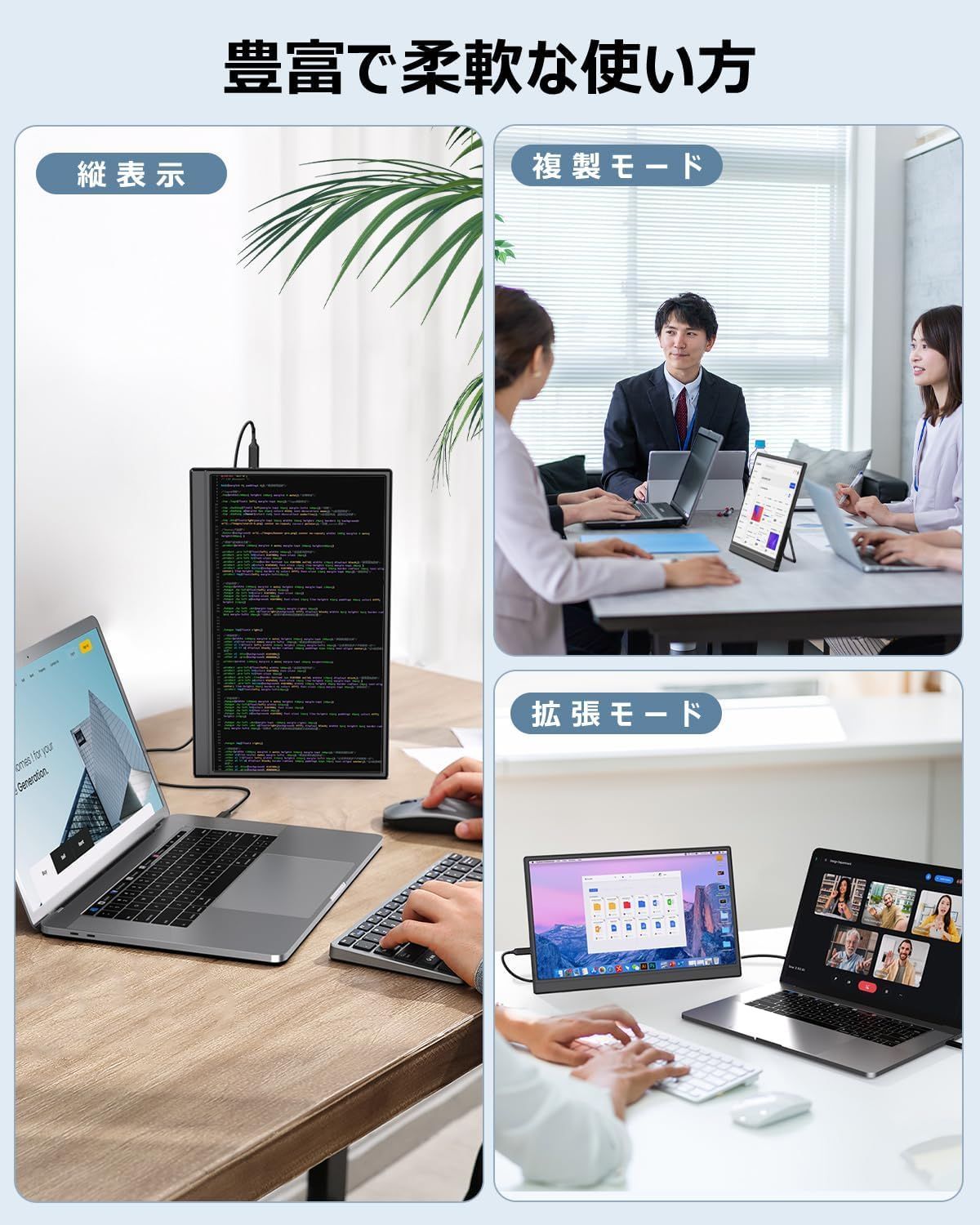 モバイルモニター 15.6インチ ポータブルモニター キックスタンド型保護カバー モバイルモニター 【15.6インチ 1920*1080 フルHD】 キックスタンド型