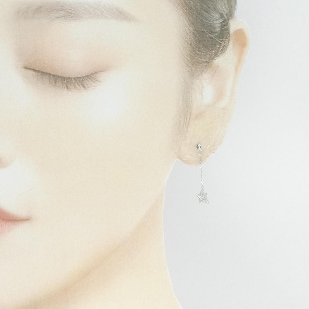 K18WG ムーン×スター ダイヤモンド ピアス - メルカリ 