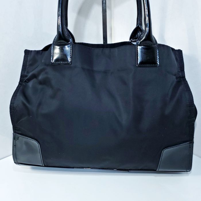 トリーバーチ トートバッグ ナイロン エナメル パテントレザー ブラック 黒
