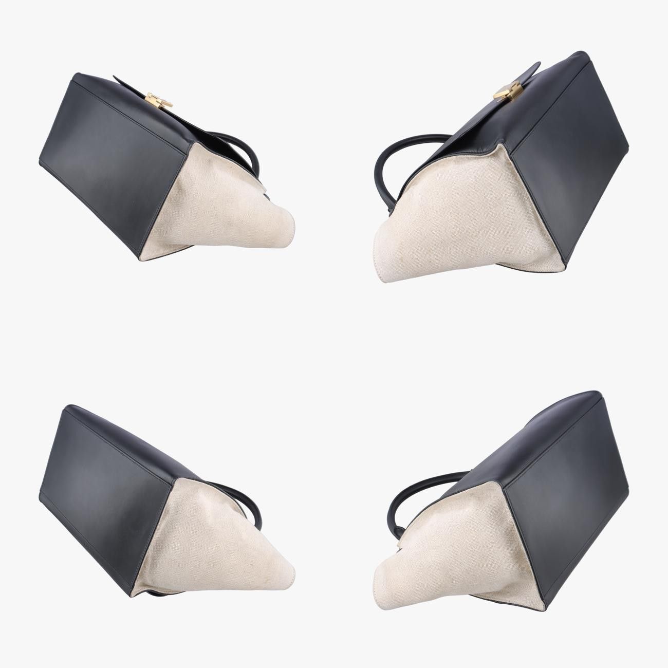 セリーヌCelineトラペーズミディアムホワイト×ブラックレザー×キャンバスS-CU-1121