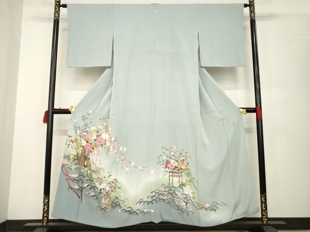 平和屋着物●本加賀友禅作家 寺刺新一 色留袖 枝花文 暈し染め 正絹 AABC1921ck