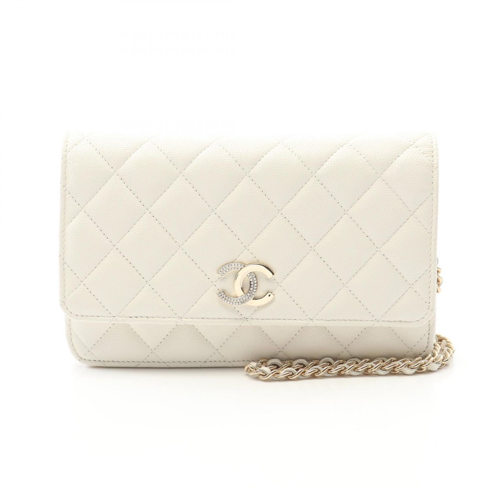 シャネル CHANEL ショルダーバッグ マトラッセ ホワイト レザー