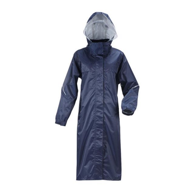 カジメイク 3370 レインコートII 通勤通学 リュック対応 ネイビー 着丈