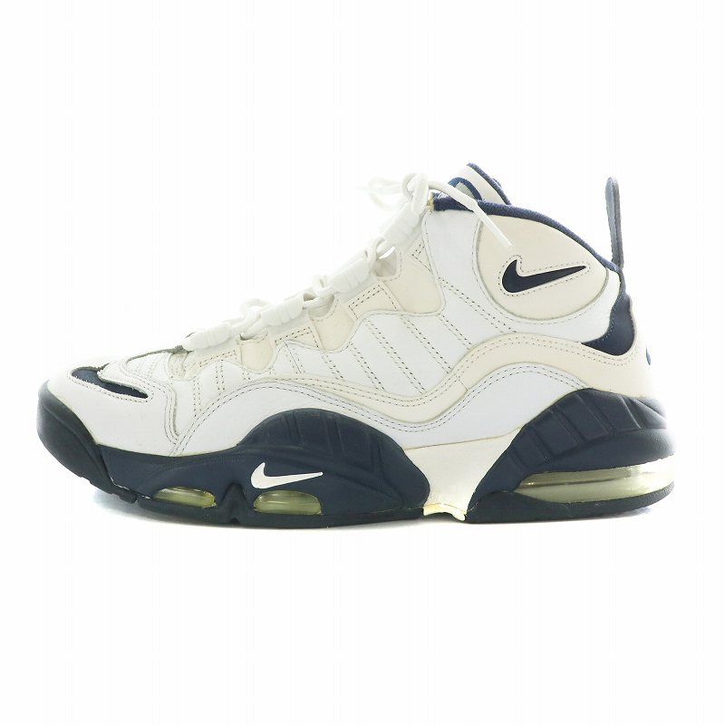 ナイキ NIKE エアマックスセンセーション Air Max Sensation スニーカー レザー ハイカット US8.5 26.5cm 白 ホワイト 紺 ネイビー 805897-100 |XZ GY01