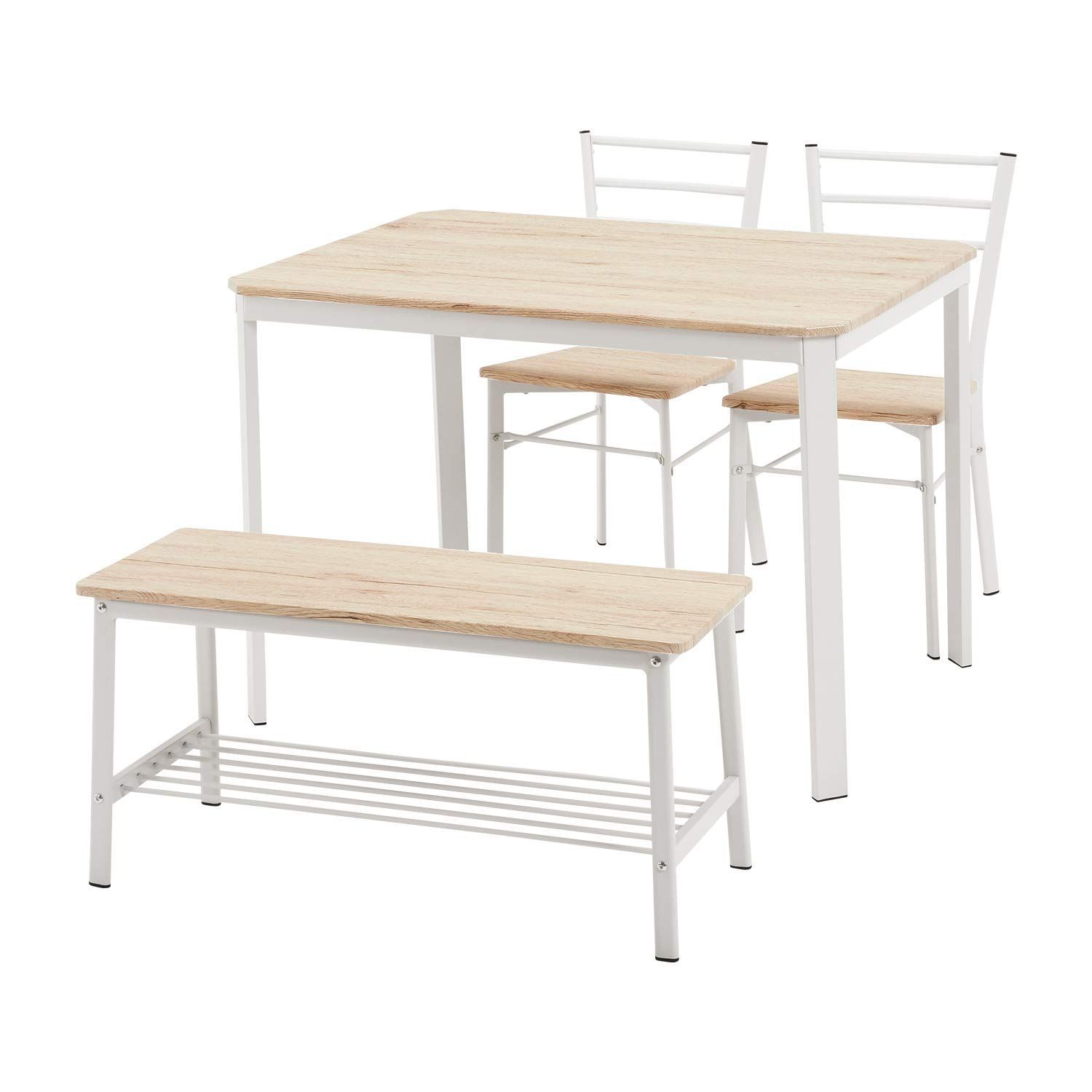 【人気商品】4点セット 片側ベンチタイプ LDS-4934WH+ ホワイト ダイニングテーブル 萩原(Hagihara)