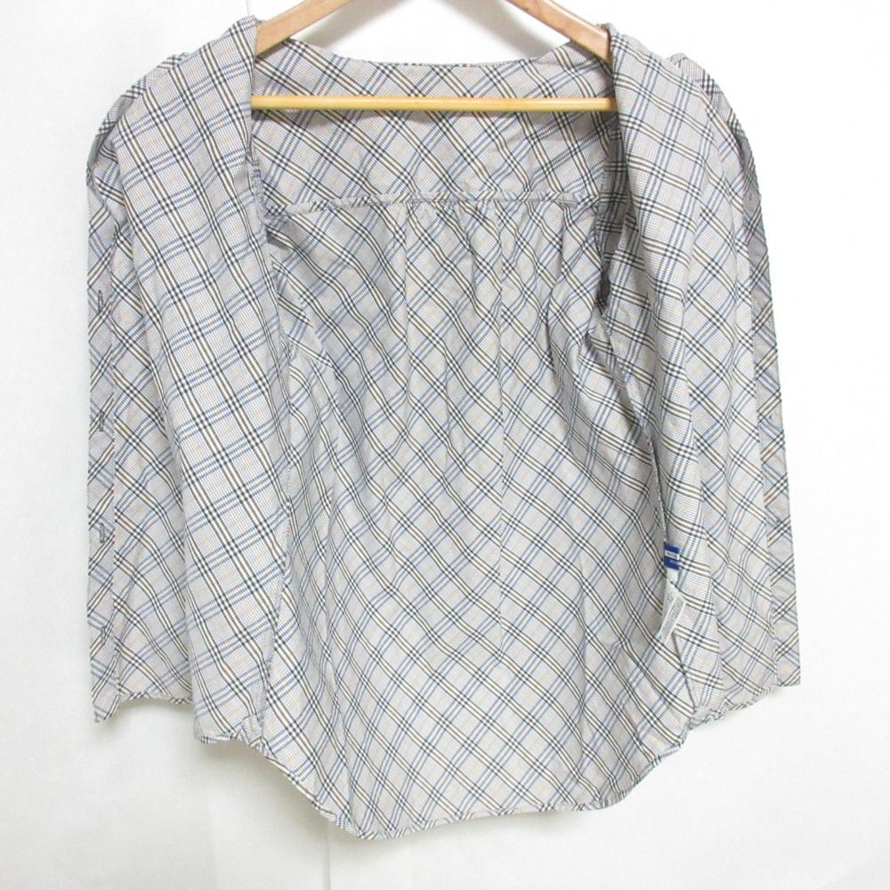 BURBERRY BLUE LABEL - 美品 BURBERRY BLUE LABEL バーバリーブルーレーベル チェック柄 パフスリーブ 半袖 丸襟 ブラウス シャツ 38 ブルー系 レディース 古着 中古 USED 美品 BURBERRY BLUE LABEL バーバリーブルーレーベル チェック柄