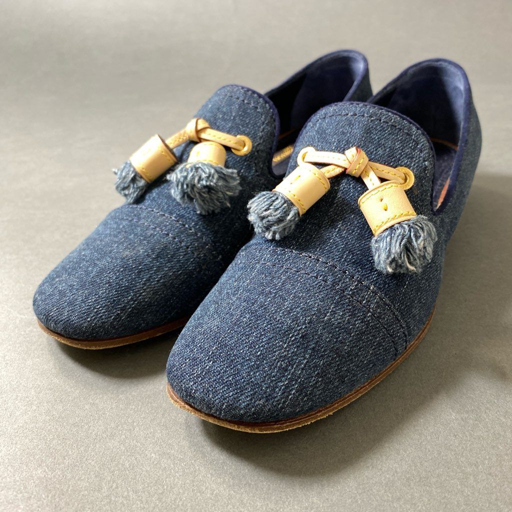 3f29 《美品》 LOUIS VUITTON ルイヴィトン タッセル デニムスリッポン ローファー 35 インディゴ LV DENIM イタリア製  ドレスシューズ - メルカリ