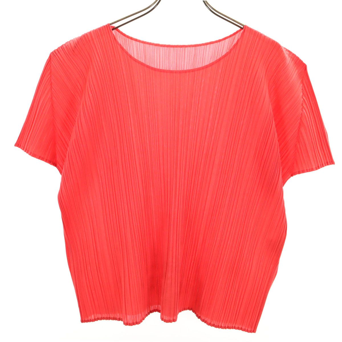 PLEATS PLEASE プリーツプリーズ 半袖 プリーツ Tシャツ 3 レッド レディース 古着