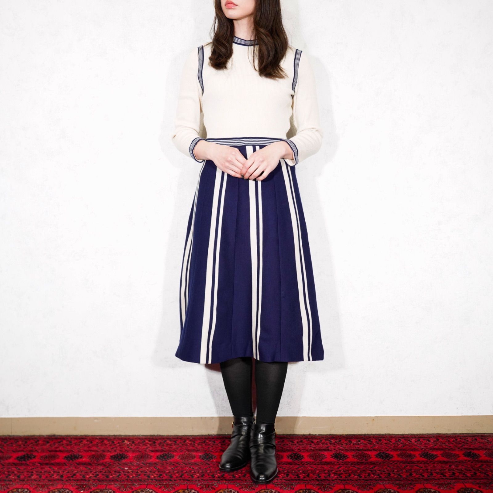 SPECIAL ITEM 60 s USA VINTAGE Butte Knit STRIPE PATTERNED DESIGN KNIT ONE PIECE 60年代アメリカ古着ストライプ柄デザインニットワンピース