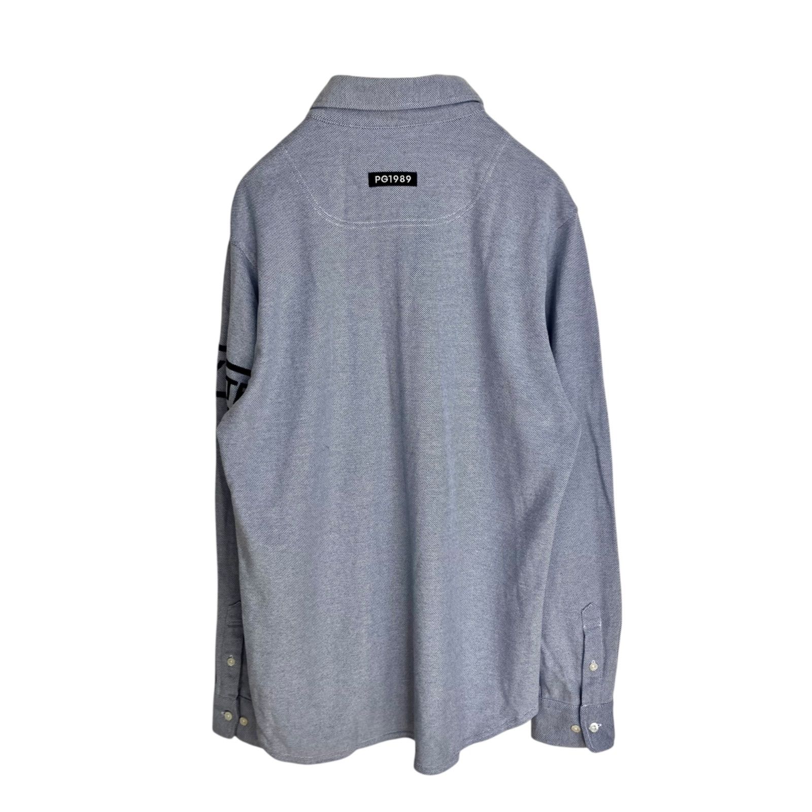 PEARLY GATES ロゴ 鹿の子 長袖ポロシャツ サイズ5 ブルー 青 パーリー