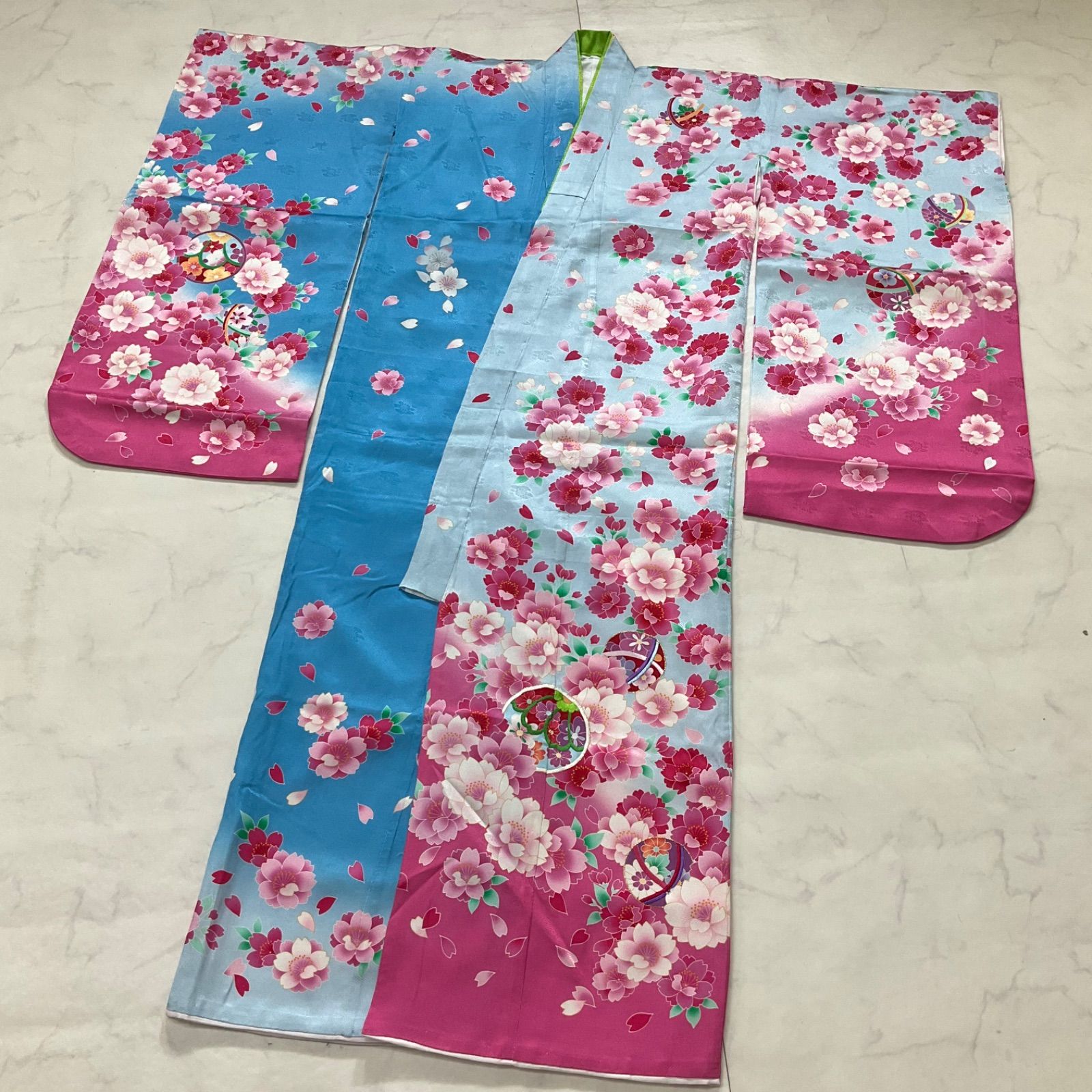 ◇kimono+one◇美品◇7歳くらい用◇正絹◇重ね衿◇子供着物◇七五三 
