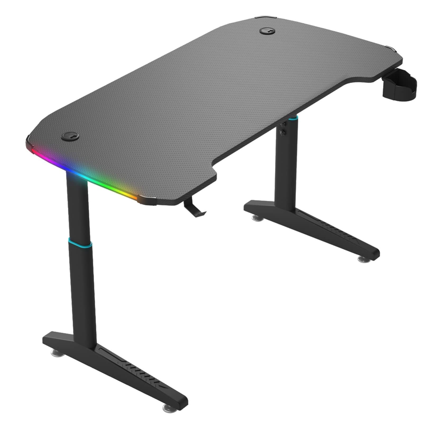 【特価セール】KANEXTゲーミングデスク 幅120cm 奥行65cm LED付き 昇降式デスク 70-100cm高さ調整 パソコンデスク PCデスク 在宅ワークデスク 勉強机 ゲームデスク ゲーミングテーブル