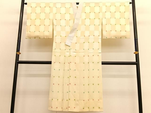 正絹　長襦袢　変わり市松　立波文　無双袖仕立て　ほぼ未使用 正絹 長襦袢 変わり市松 立波文 無双袖仕立て ほぼ未使用 楽天