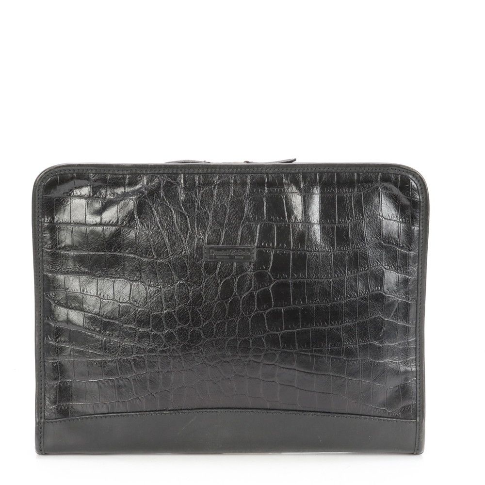 美品 Danielu0026Bob ダニエルアンドボブ クロコダイル エンボス レザー セカンドバッグ クラッチ ポーチ 通勤 A4 メンズ EEE BG11-5【中古】