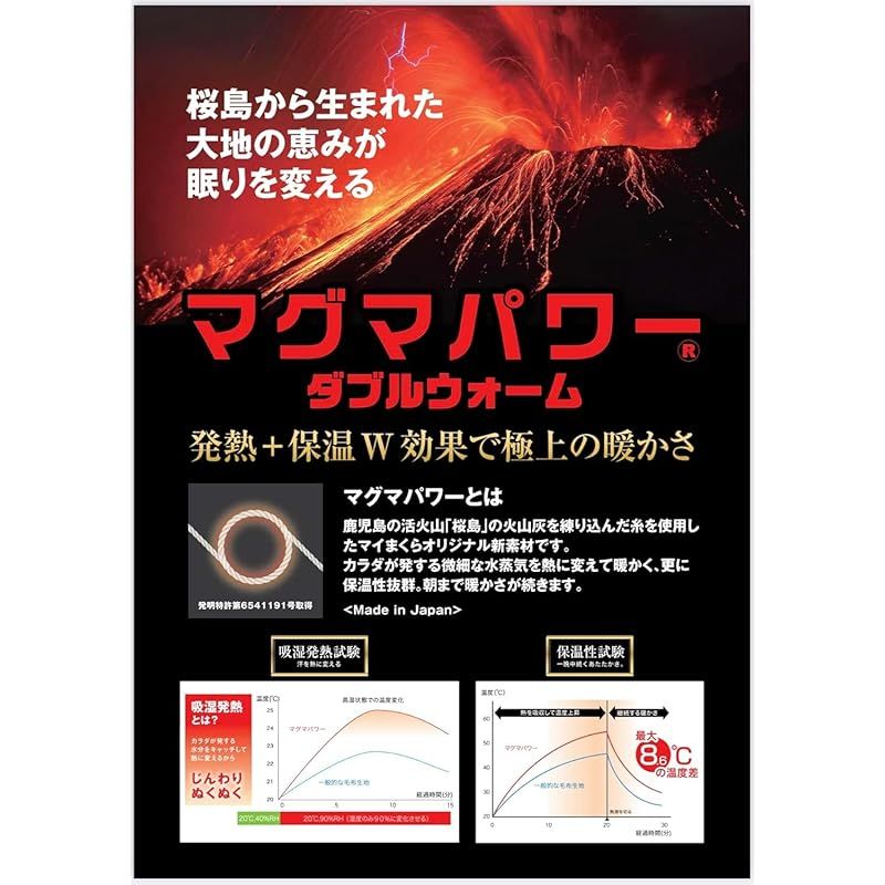 マグマパワー ひざ掛け毛布 ダブルウォーム 鹿児島県桜島の火山灰を練りこんだ発熱寝具 日本製 吸湿発熱 静電気防止 軽量 防寒 眠りの専門店マイまくら ライトピンク ひざ掛け 100×70 ライトピンク 1